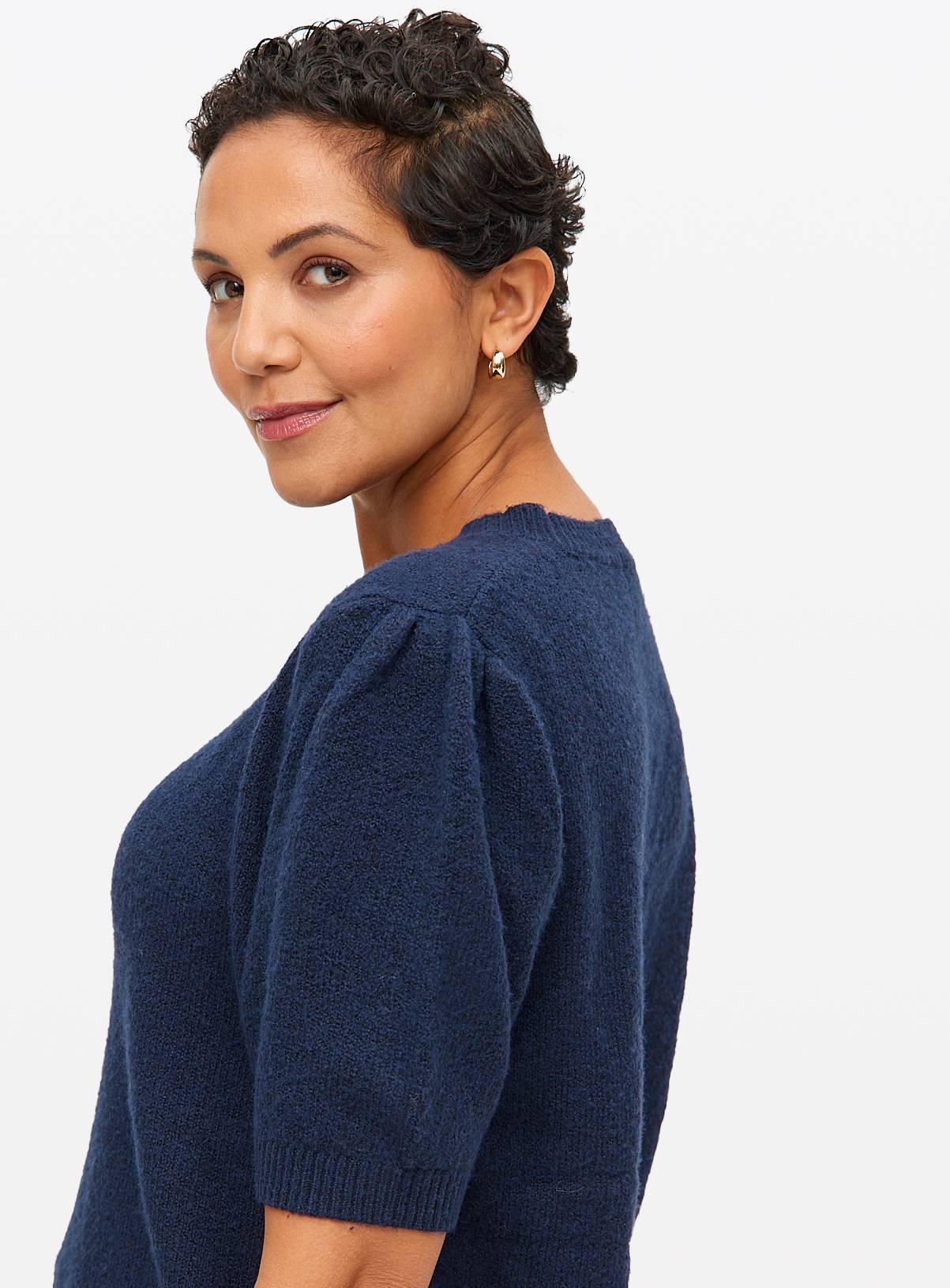 Navy Puff Sleeve Knitted Top 10 - Image 3