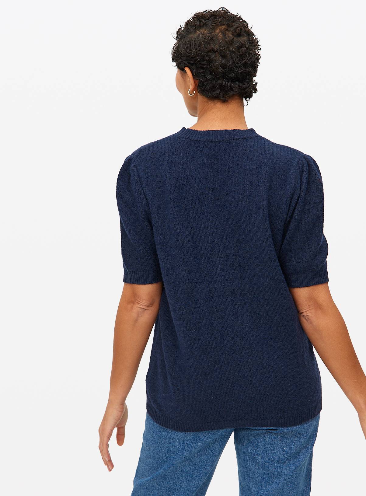 Navy Puff Sleeve Knitted Top 10 - Image 4