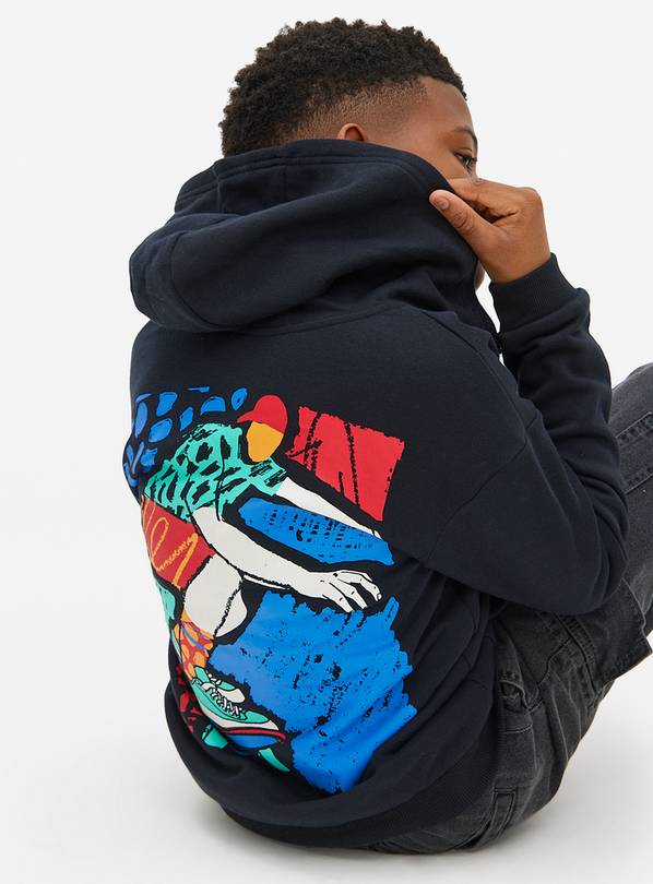 Black Zip-Through Skater Hoodie 12 years