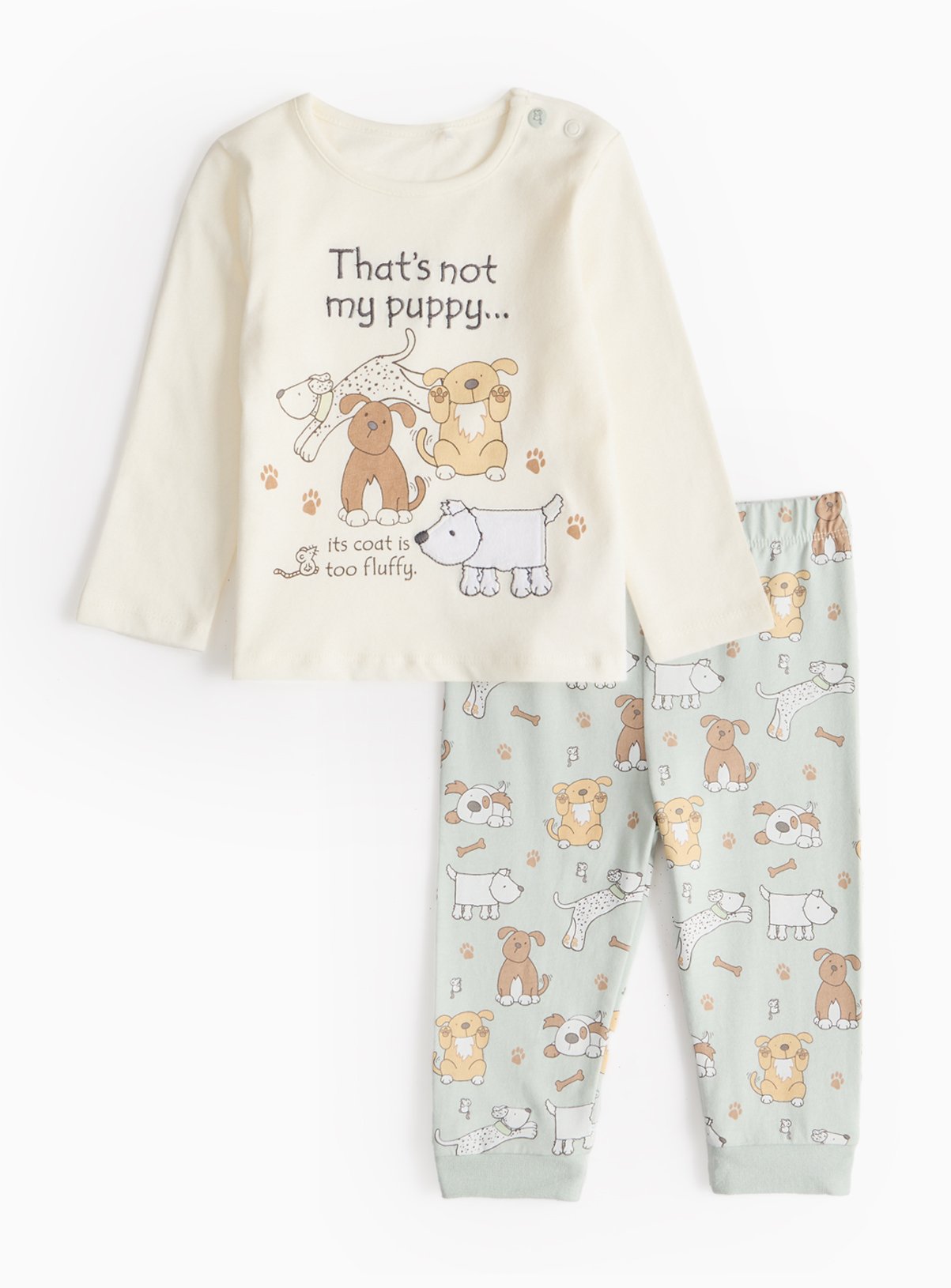 Cream Cream That's Not My Puppy Printed Pyjama Set (Up To 3 Mths) - That's not my by Sainsbury's