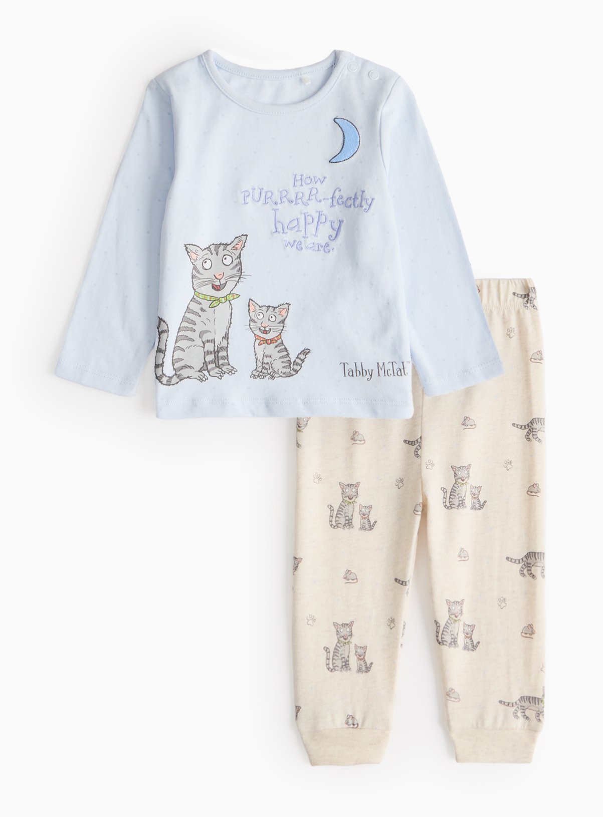 Blue Tabby McTat Print Blue Pyjama Set (3-6 Months) - Julia Donaldson by Sainsbury's