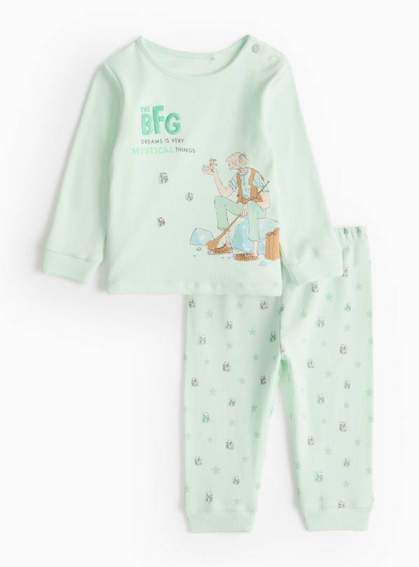 The BFG Print Green Ribbed Pyjama Set 9-12 months