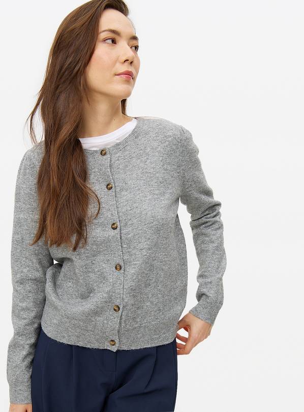 Grey Cosy Yarn Puff Shoulder Cardigan 22