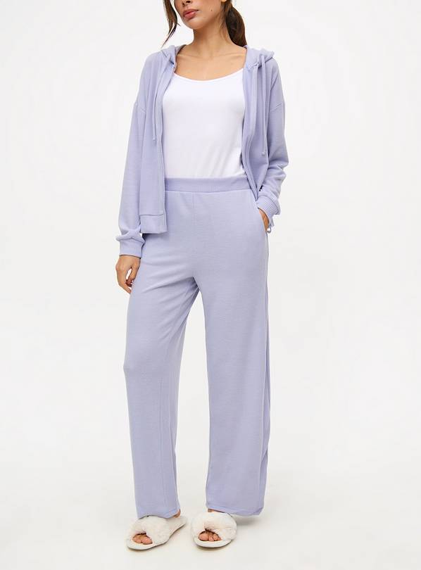 Lilac Knitted Wide Leg Co-ord Pyjama Bottoms L