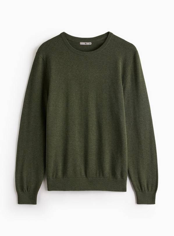 Khaki Crew Neck Knitted Jumper L