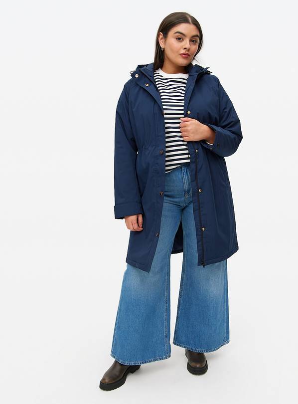 Navy Longline Padded Raincoat L
