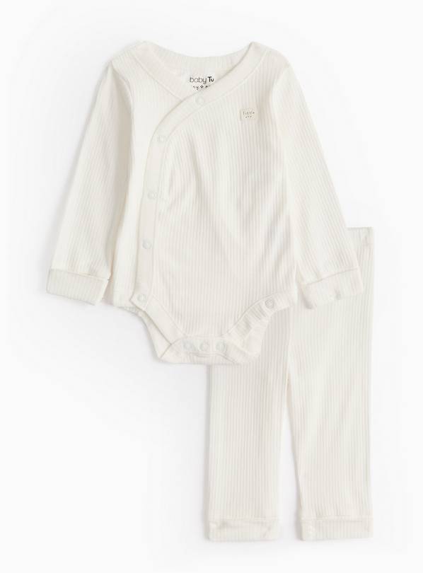 Cream Ribbed Bodysuit & Leggings Set 12-18 months