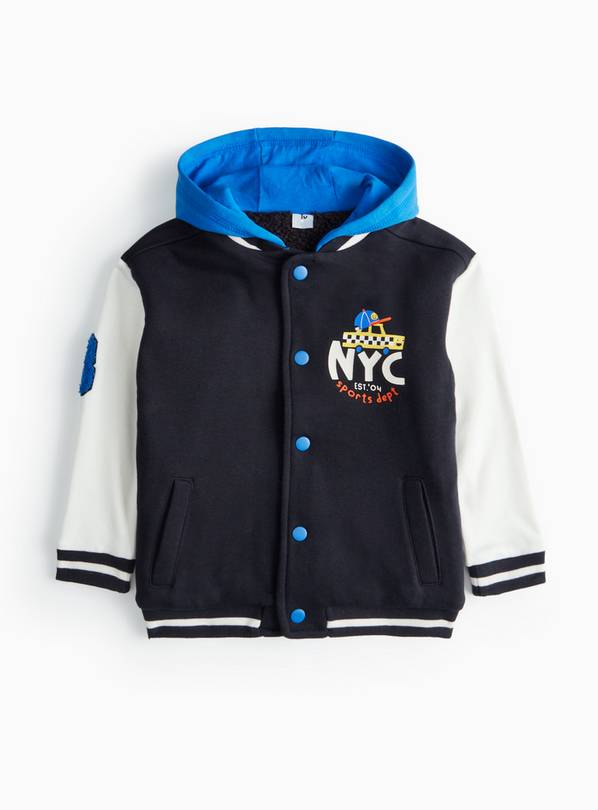 Black NYC Logo Bomber Jacket 1-2 years