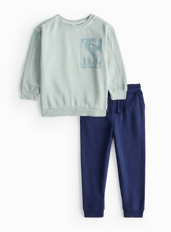 Dino Textured Logo Sweatshirt & Joggers Set 6-7 years