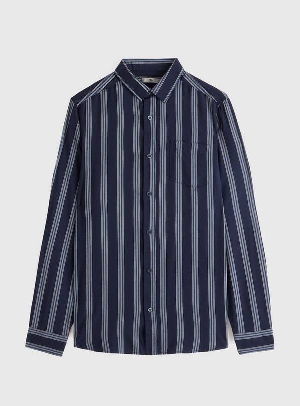 Navy Vertical Stripe Shirt XL