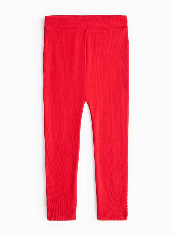 Red Ribbed Leggings 5-6 years