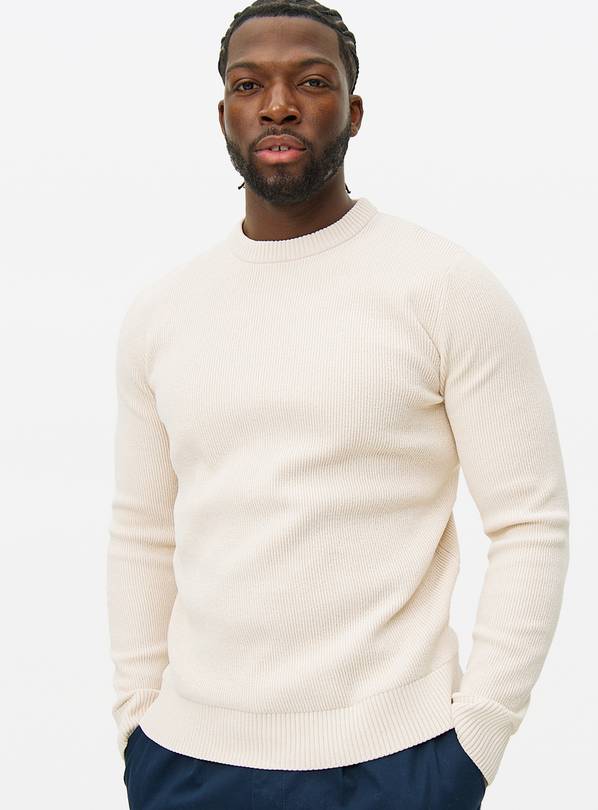 Cream Chenille Crew Neck Jumper L