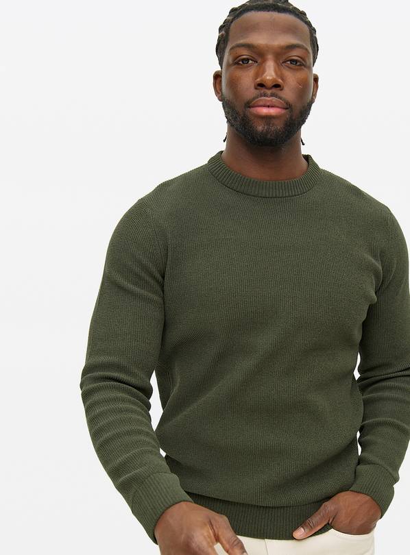 Khaki Chenille Crew Neck Jumper L