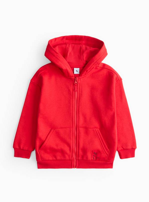 Red Zip Through Hoodie  2-3 years