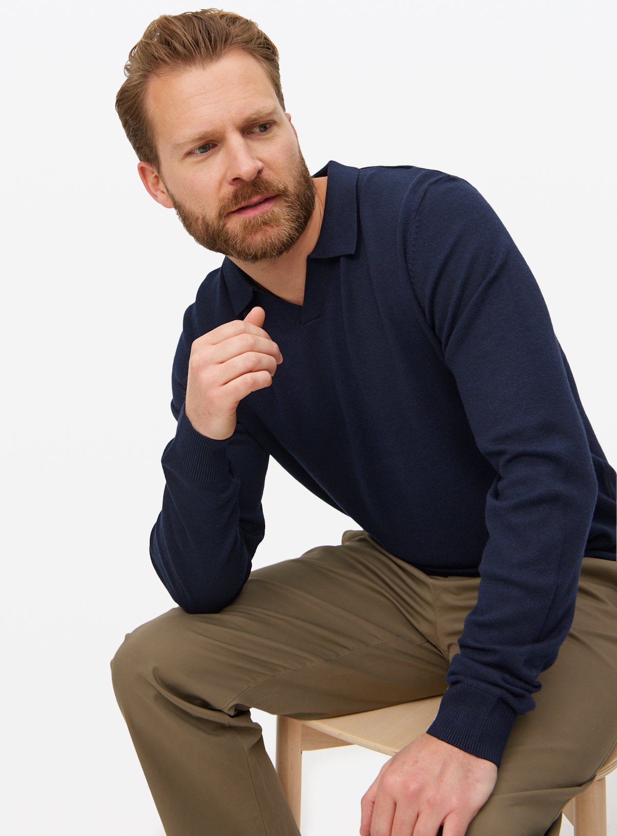 Men's Navy Trophy Neck Knitted Jumper
