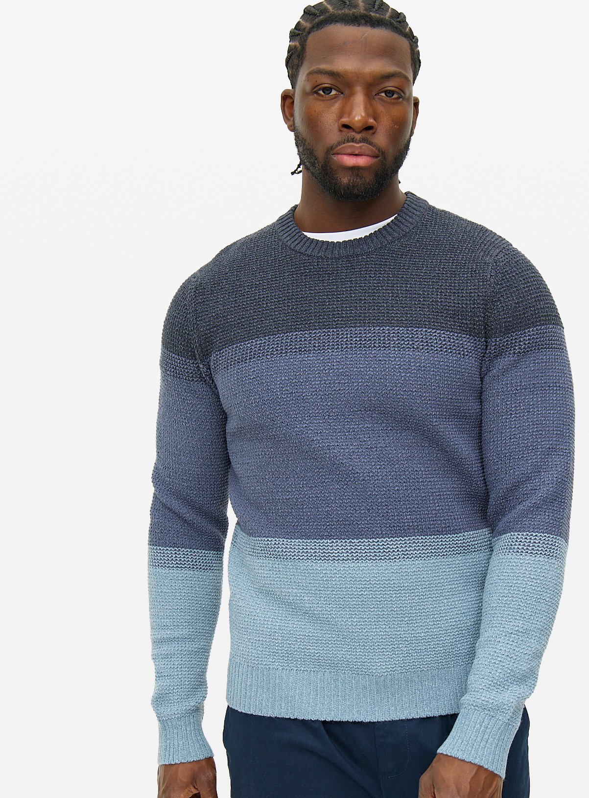 Men's Blue Ombre Crew Neck Jumper