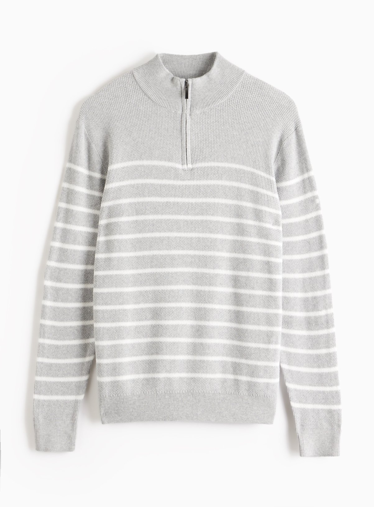 Grey Stripe Knitted Quarter Zip Jumper XXL