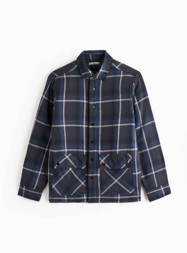 Blue Check Lined Shacket  L