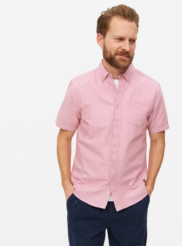 Pink Short Sleeve Oxford Shirt L