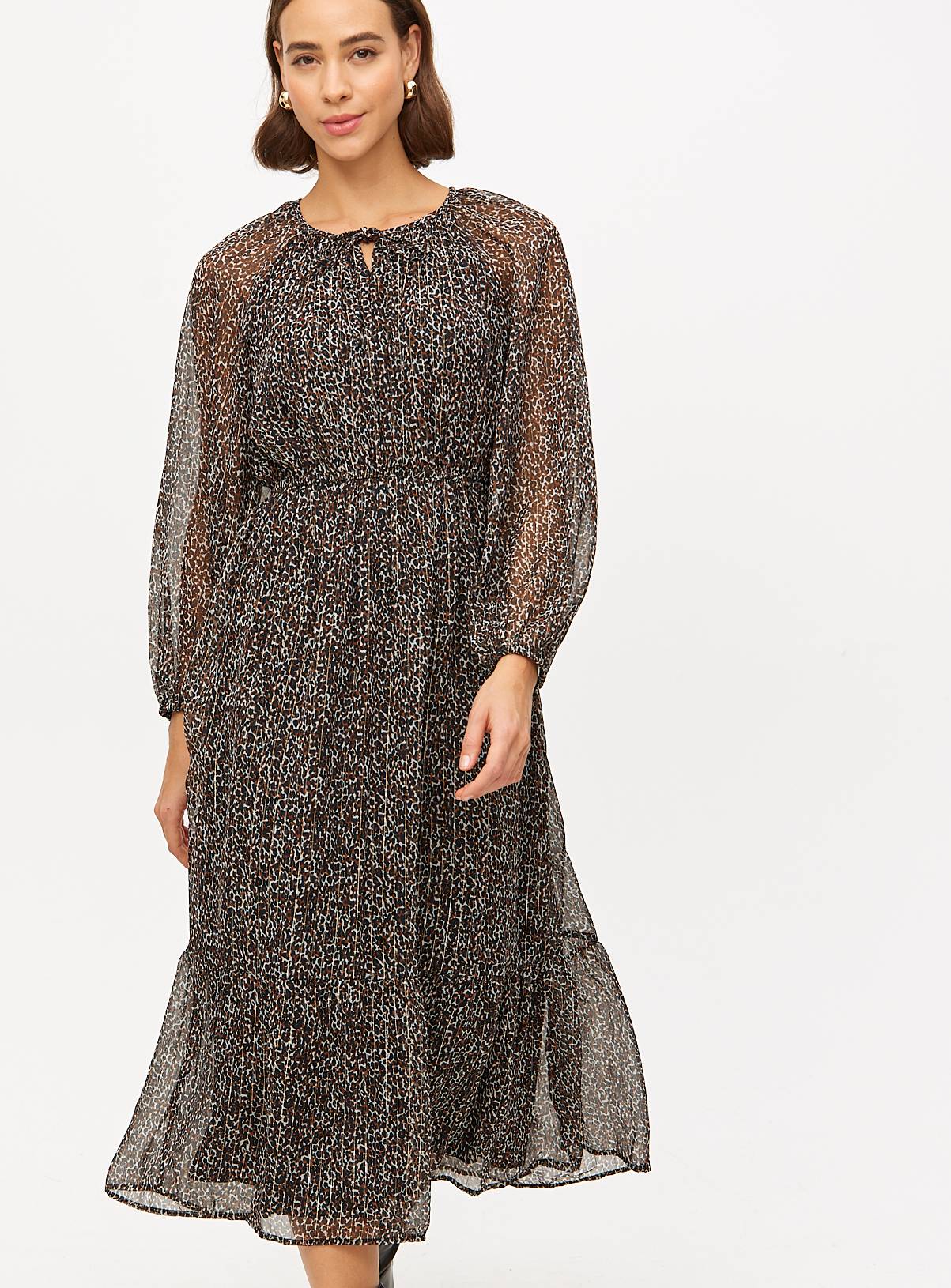 Animal Print Sparkle Detail Midaxi Long Sleeve Dress 12 - Image 2