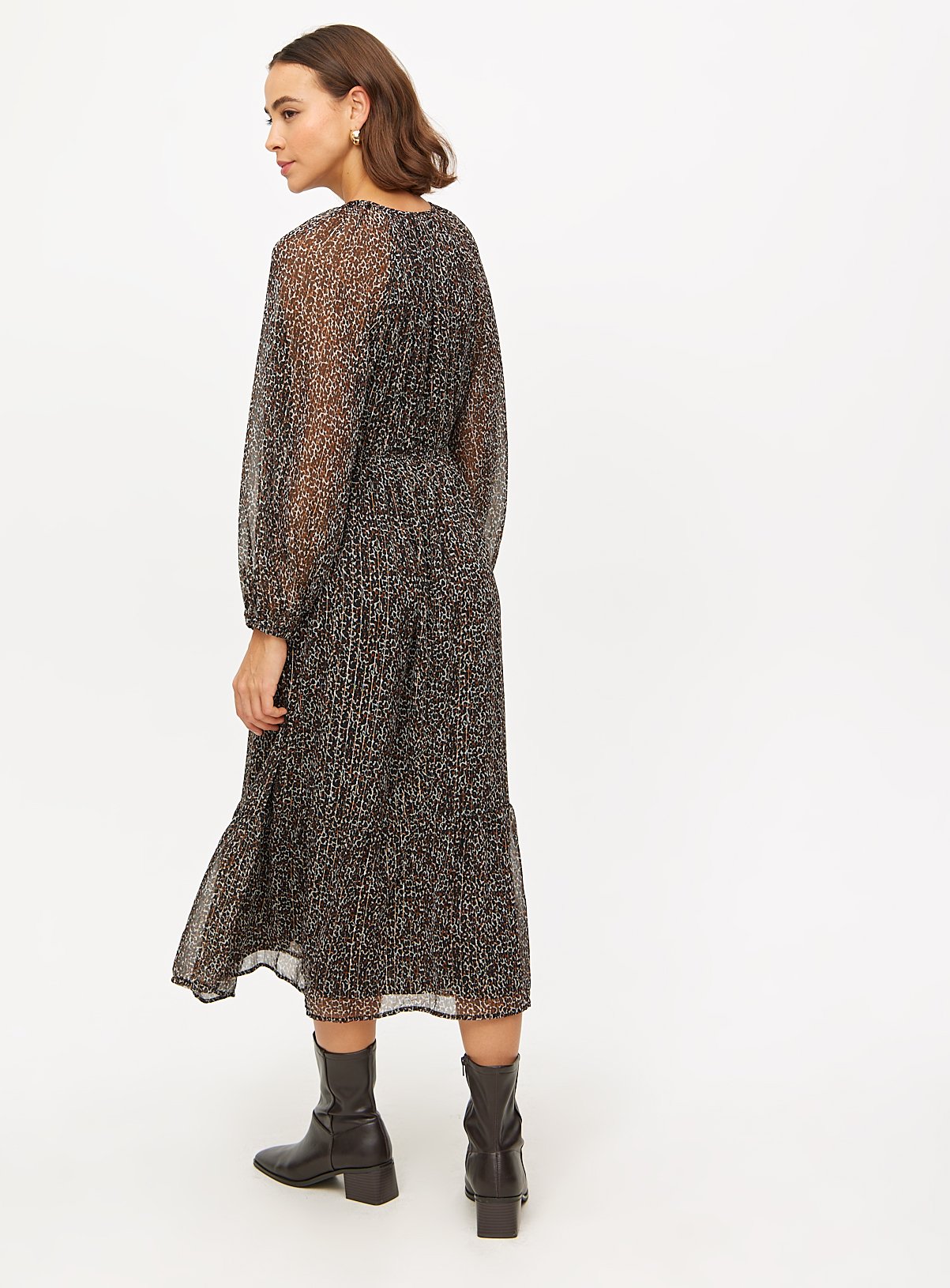 Animal Print Sparkle Detail Midaxi Long Sleeve Dress 12 - Image 4 thumbnail