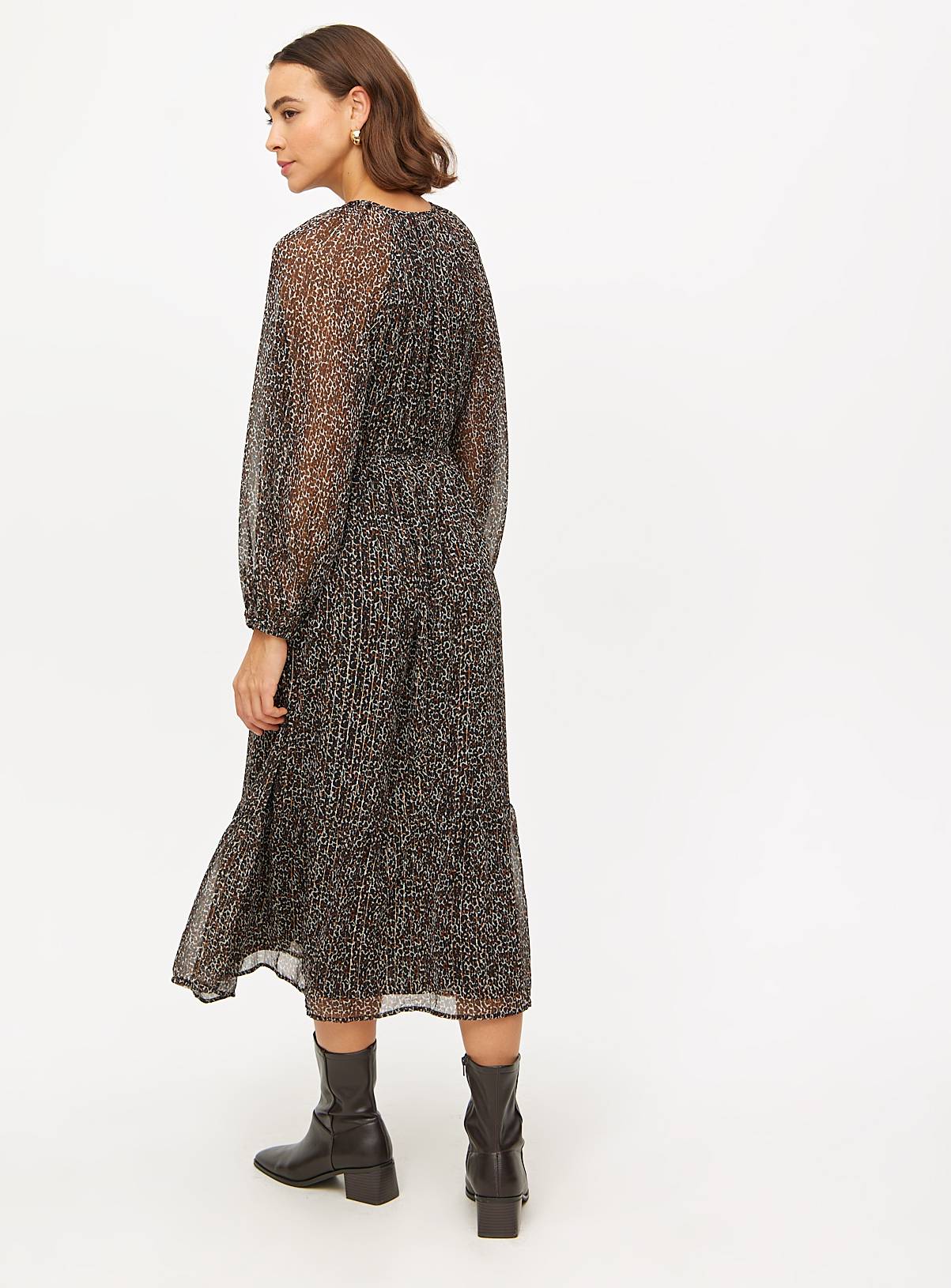 Animal Print Sparkle Detail Midaxi Long Sleeve Dress 12 - Image 4