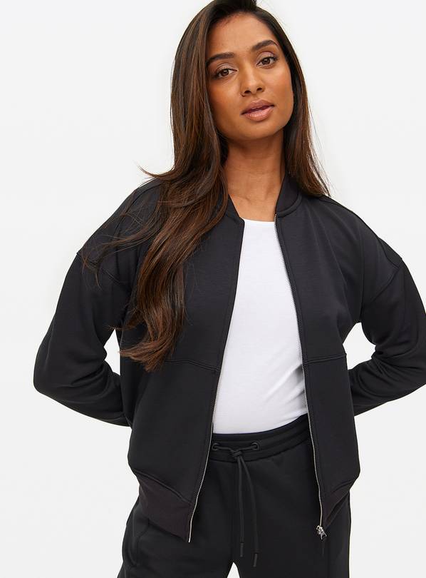 Black Jersey Bomber Jacket XS