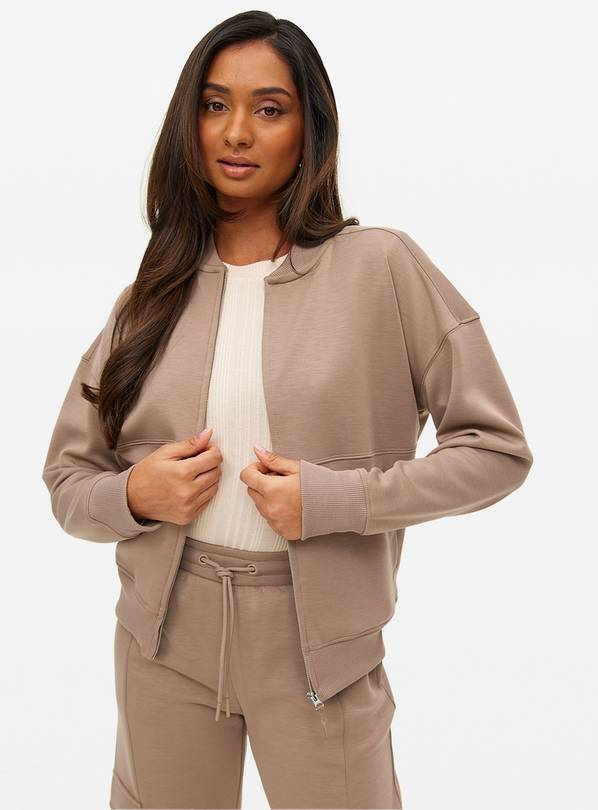 Taupe Jersey Bomber Jacket XS