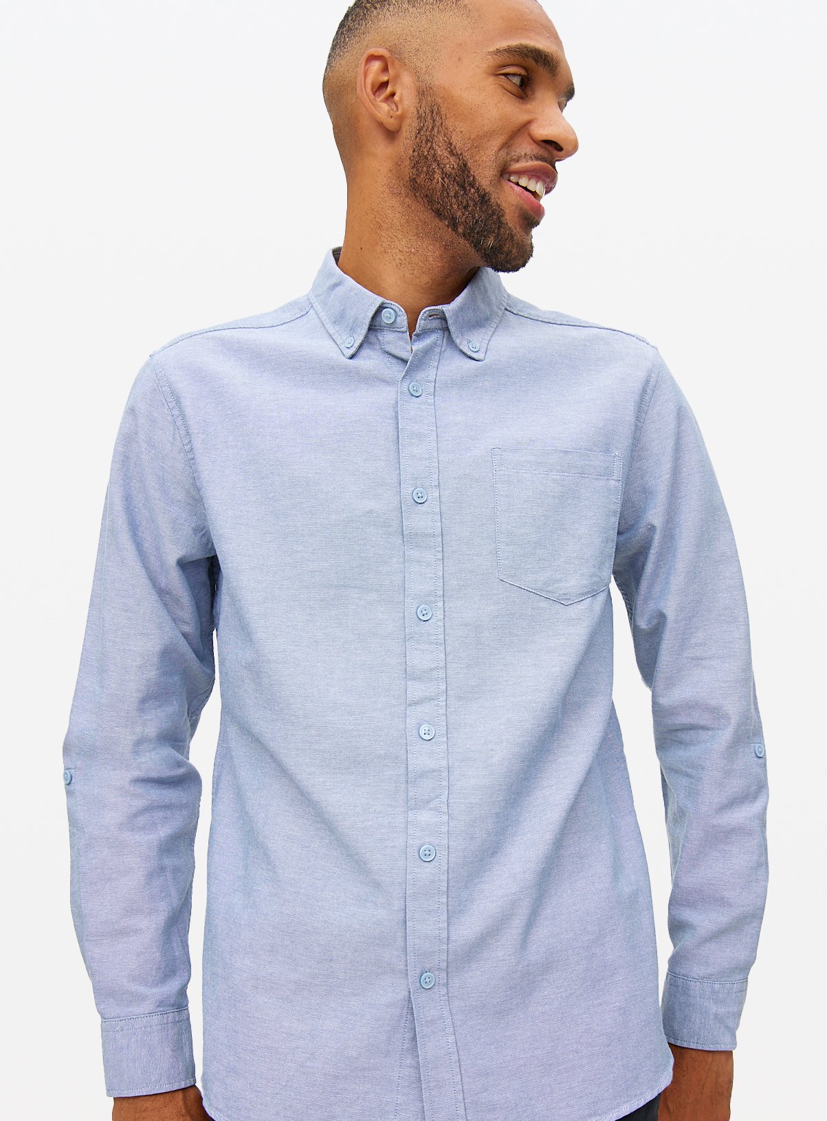 Men's Blue Long Sleeve Oxford Shirt