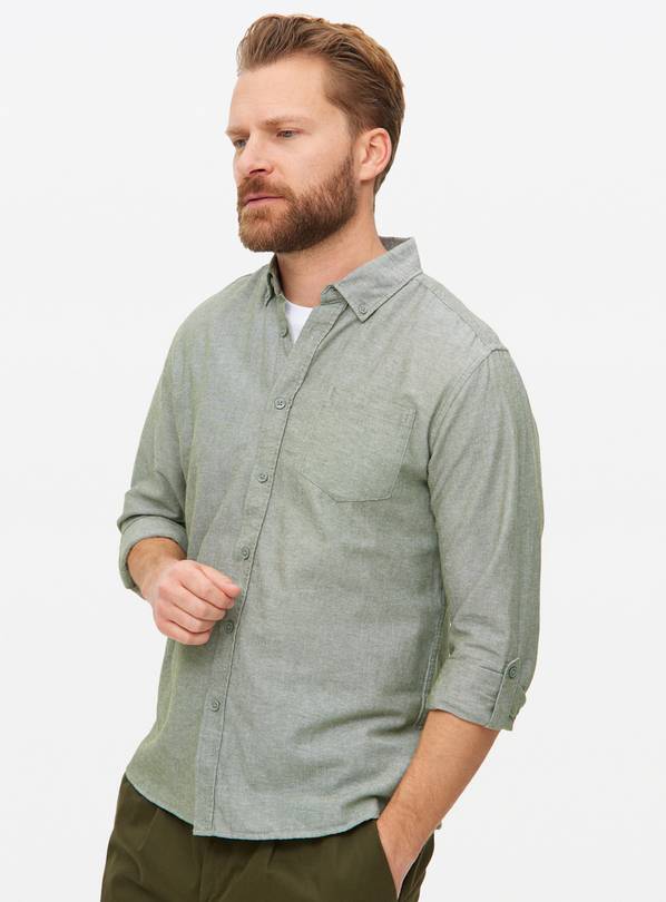 Khaki Long Sleeve Oxford Shirt XXL