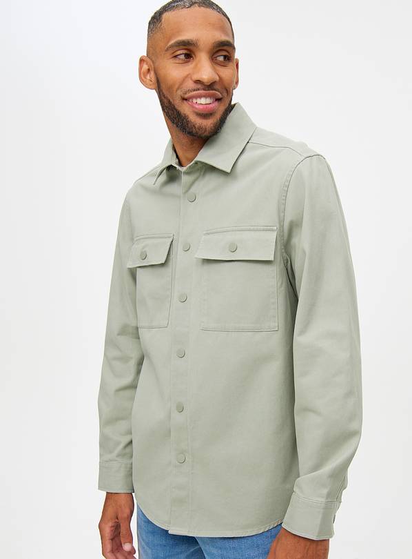 Green Pocket Twill Shacket XXL