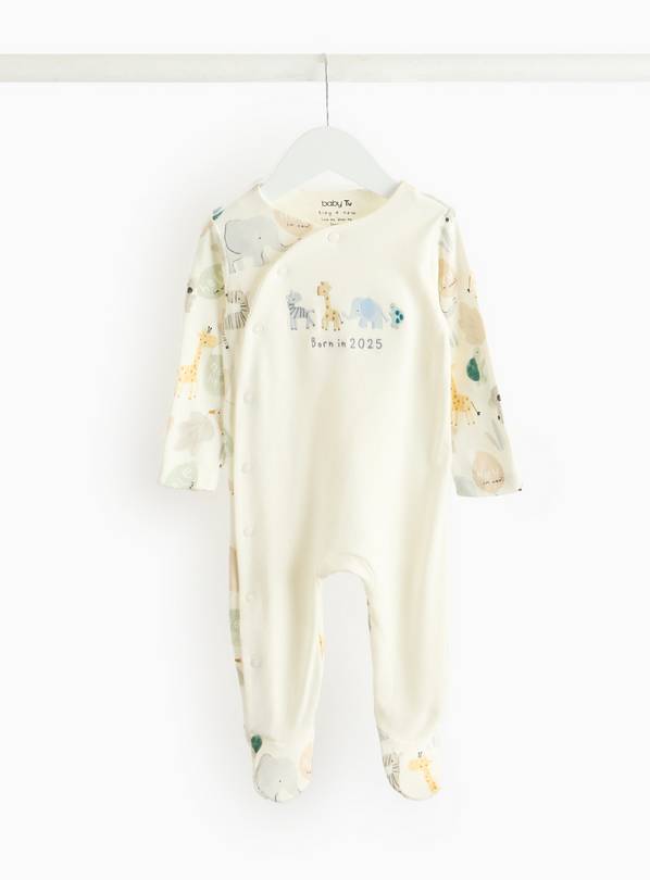 Born In 2025 Safari Animal Print Sleepsuit 12-18 months