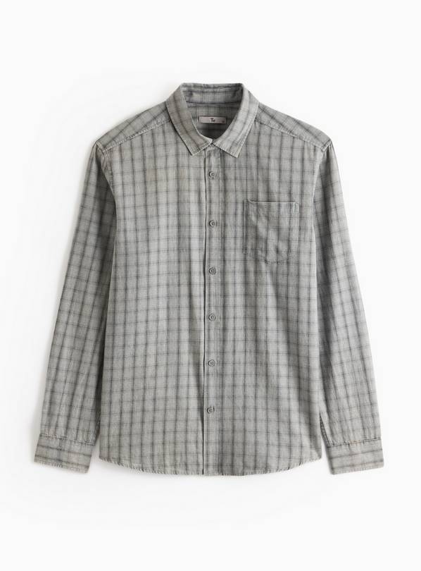 Grey Grid Check Long Sleeve Shirt XL