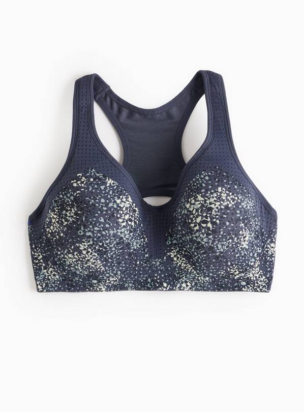 Active Navy Animal Print Racerback Sports Bra  34D