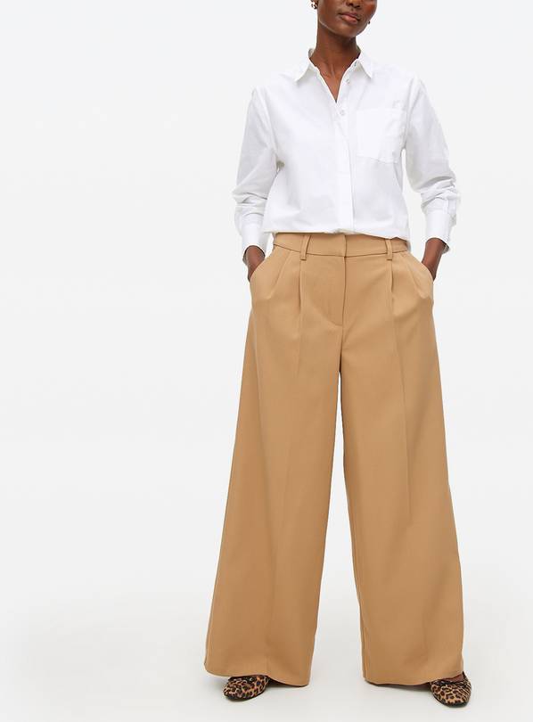Stone Ultra Wide Leg Tailored Trousers 12S