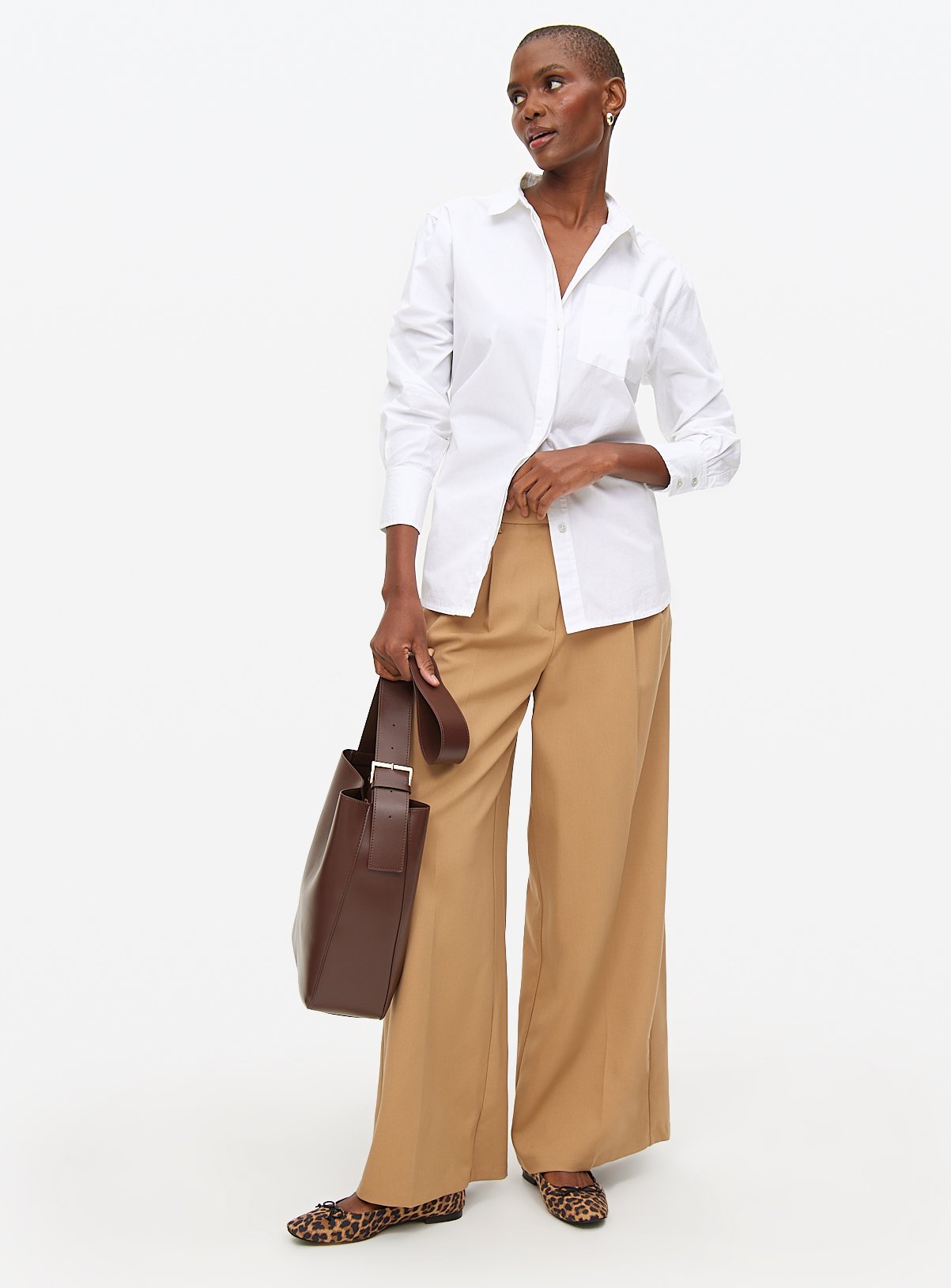 Stone Ultra Wide Leg Tailored Trousers 24L - Image 2 thumbnail