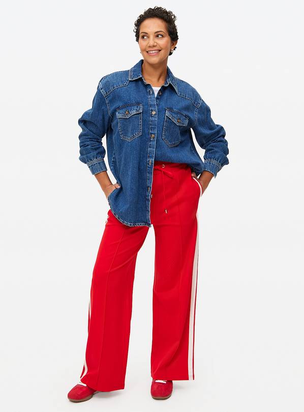 Red Side Stripe Wide Leg Ponte Trousers 14