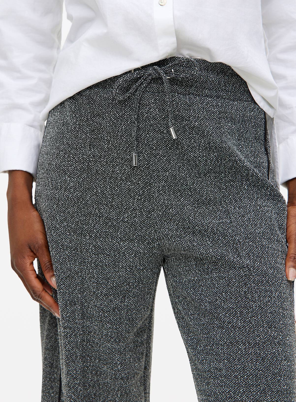 Grey Salt And Pepper Wide Leg Trousers  16 - Image 3