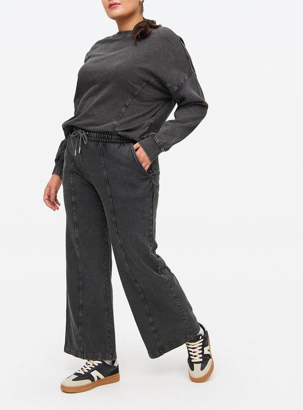 Charcoal Washed Co-ord Wide Leg Joggers S