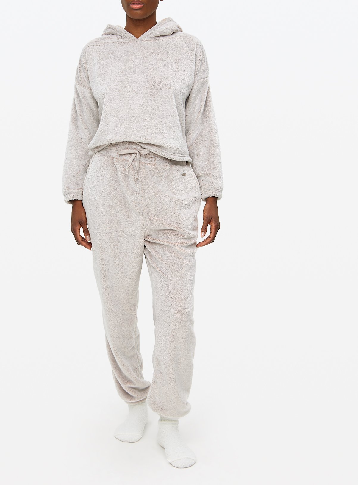 Taupe Fleece Co-ord Pyjama Joggers L