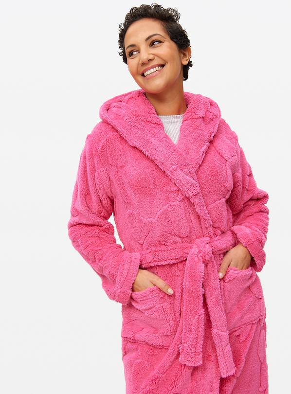 Bright Pink Bow Embossed Dressing Gown L
