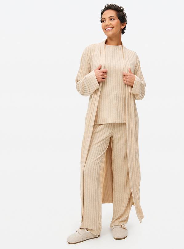 Oatmeal Soft Knitted Coord Dressing Gown M