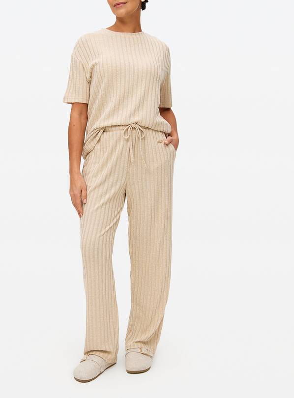 Oatmeal Soft Knitted Wide Leg Co-ord Pyjama Bottoms L