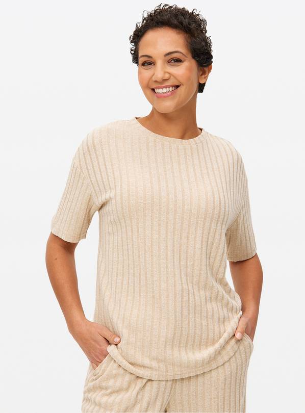 Oatmeal Soft Knitted Co-ord Pyjama Top S