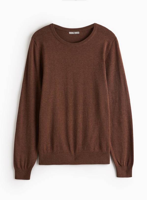 Brown Crew Neck Knitted Jumper XL