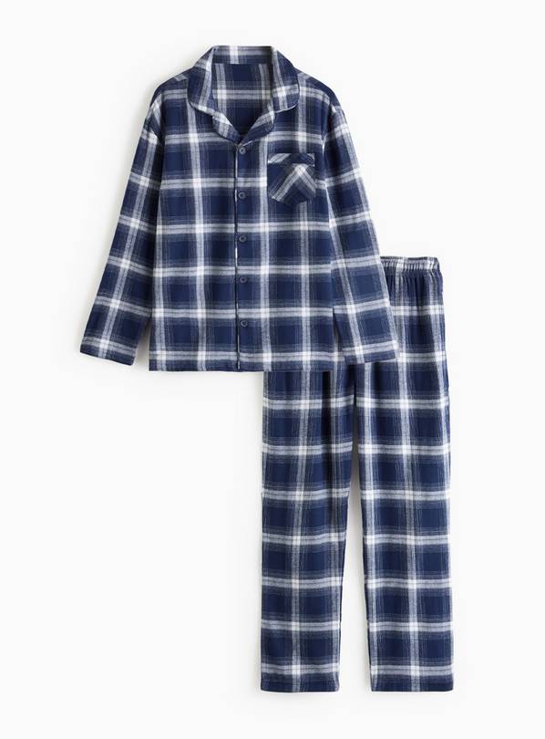 Navy Check Brushed Cotton Pyjamas M