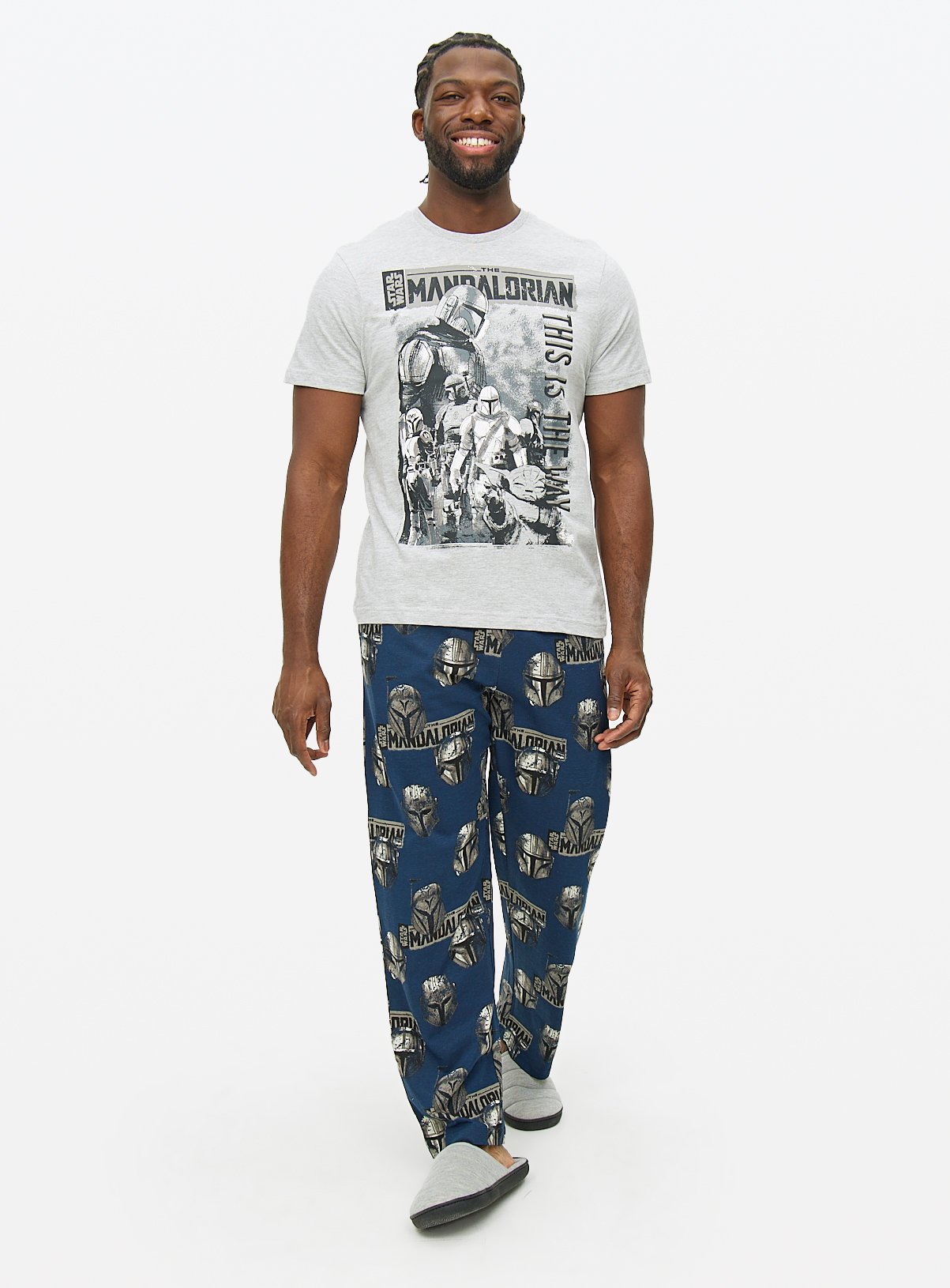 Men's Grey Star Wars The Mandalorian Printed Pyjamas