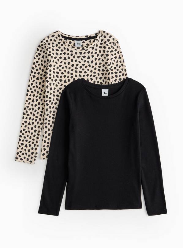 Black & Leopard Long Sleeve Top 2 Pack 5 years