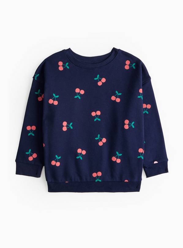 Navy Crew Neck Cherry Print Sweatshirt 6 years