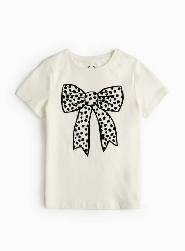 White Bow Print Short Sleeve T-Shirt 5 years